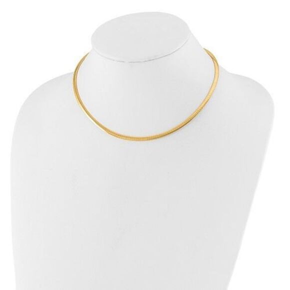 Leslie's 14K Italian Gold 3mm wide Two-tone Reversible Omega Necklace, 18 inches - Picture 1 of 6